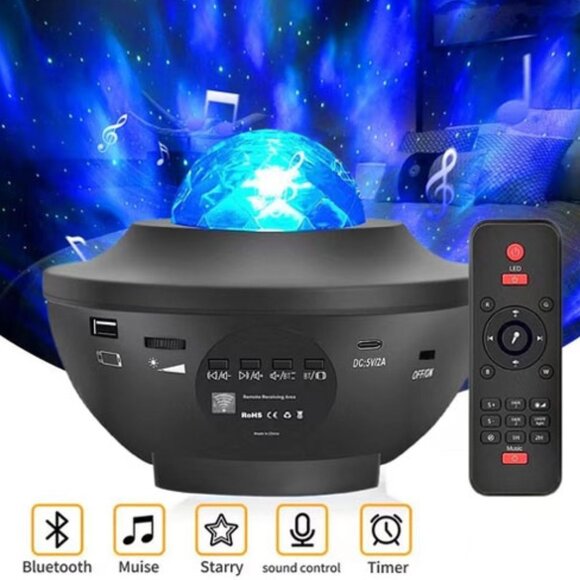 2 LED Galaxy Starry Night Light Projector w/ Bluetooth Speaker & Remote - Picture 1 of 6